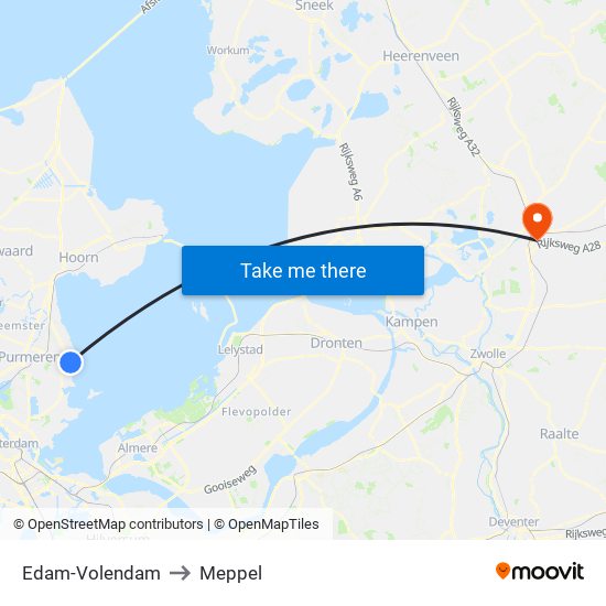 Edam-Volendam to Meppel map