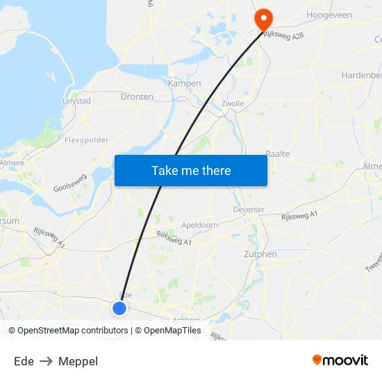 Ede to Meppel map