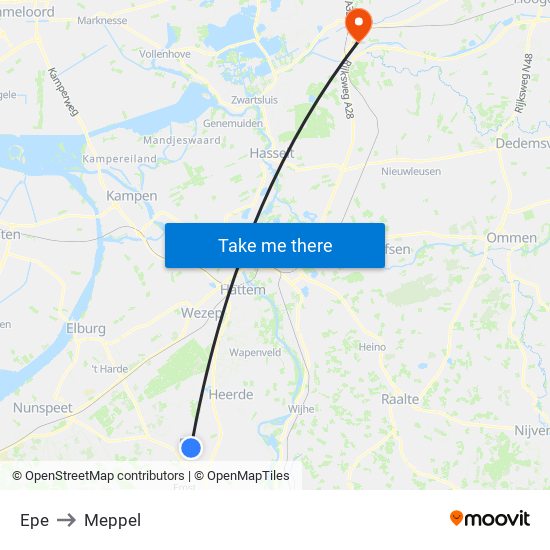 Epe to Meppel map