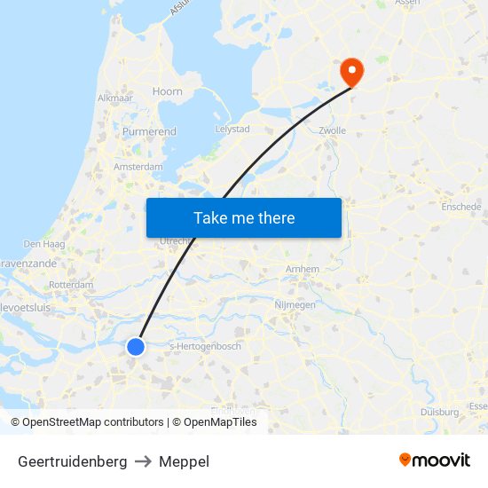 Geertruidenberg to Meppel map