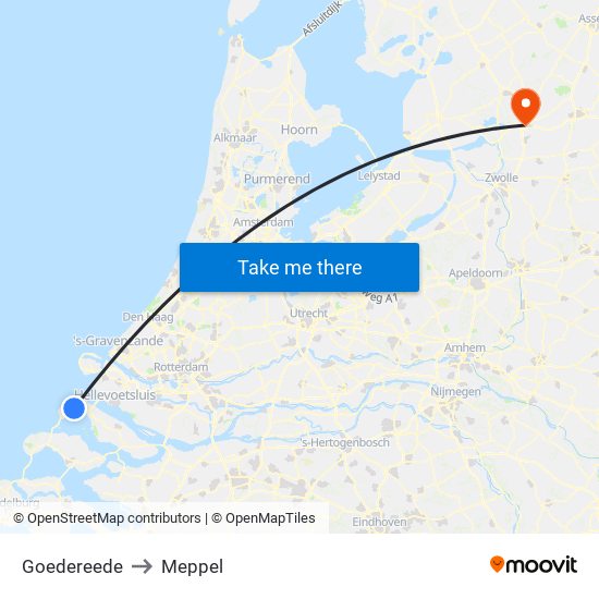 Goedereede to Meppel map