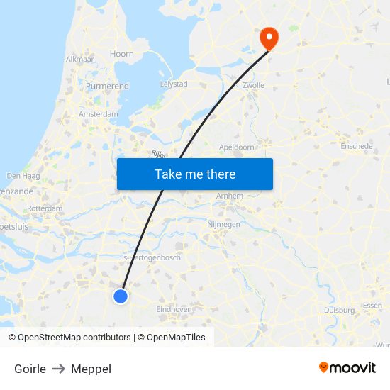 Goirle to Meppel map