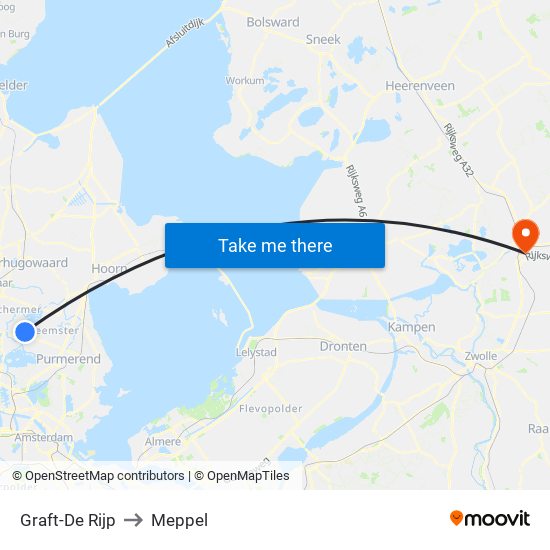 Graft-De Rijp to Meppel map
