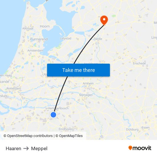 Haaren to Meppel map