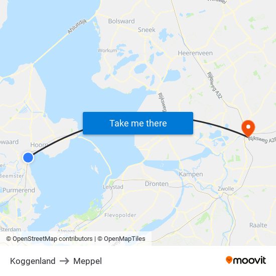 Koggenland to Meppel map