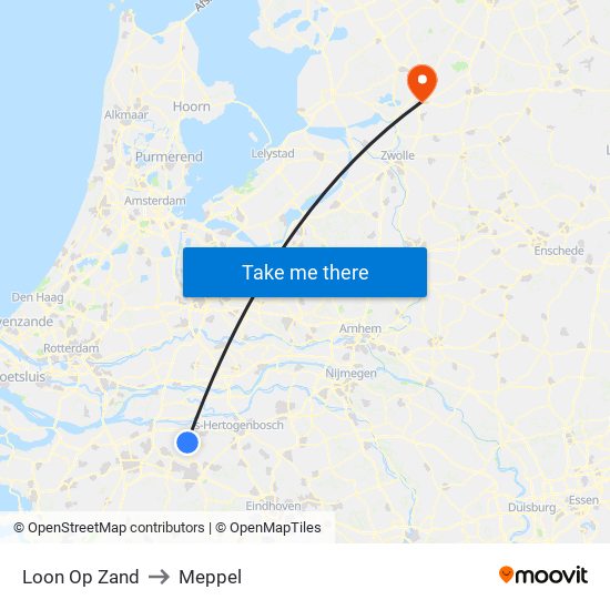 Loon Op Zand to Meppel map