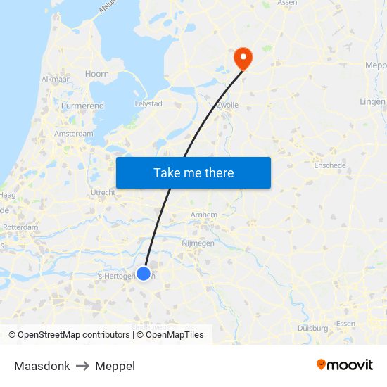 Maasdonk to Meppel map