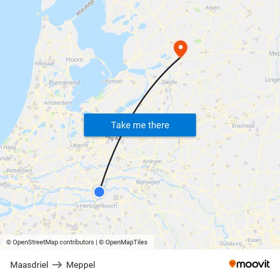 Maasdriel to Meppel map