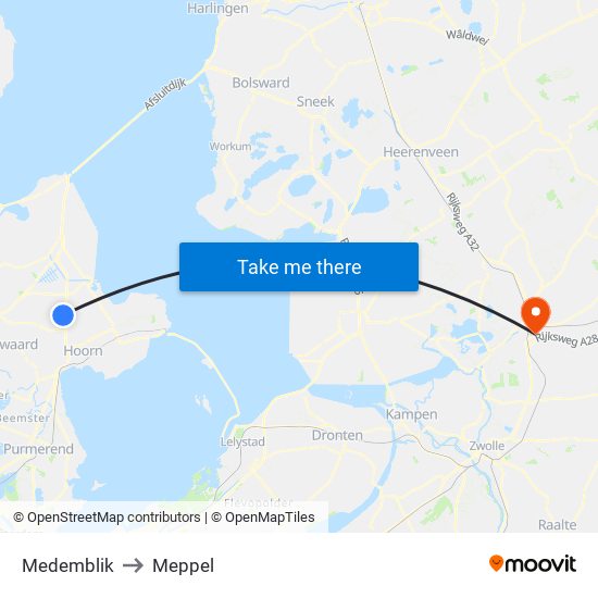 Medemblik to Meppel map