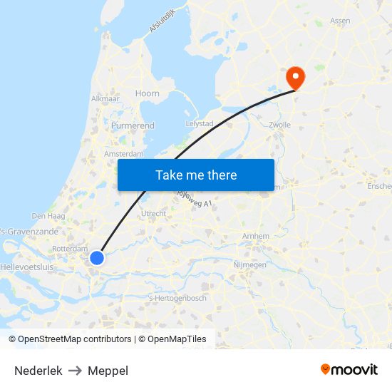 Nederlek to Meppel map