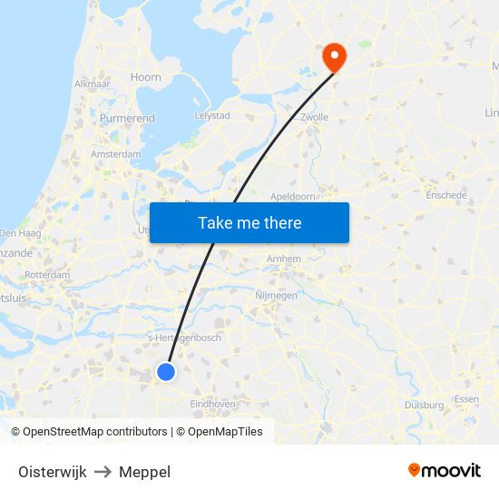 Oisterwijk to Meppel map