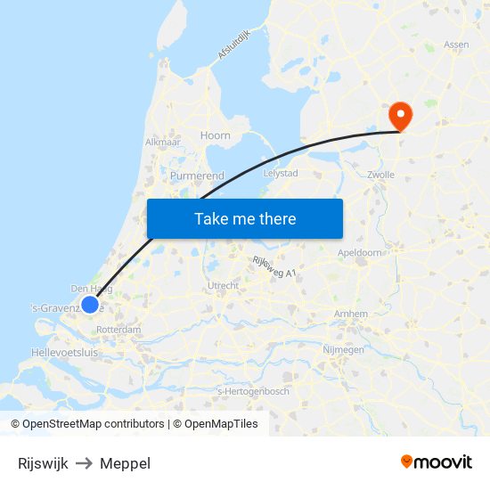 Rijswijk to Meppel map