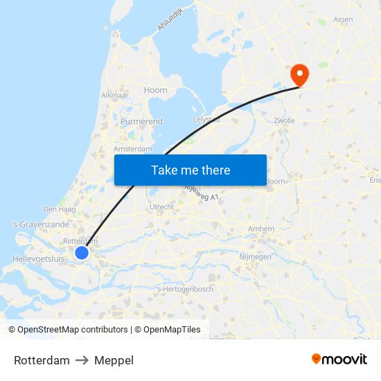 Rotterdam to Meppel map