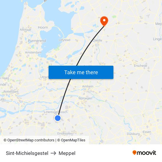 Sint-Michielsgestel to Meppel map