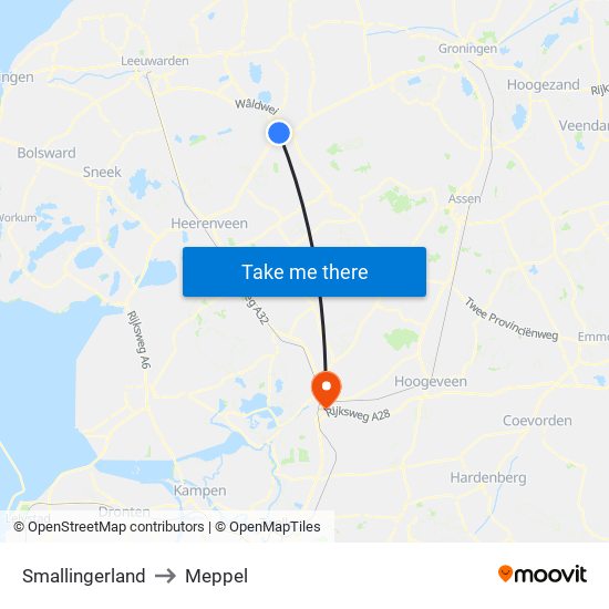 Smallingerland to Meppel map