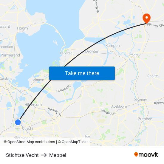 Stichtse Vecht to Meppel map