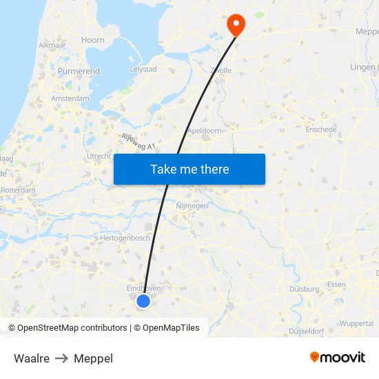 Waalre to Meppel map