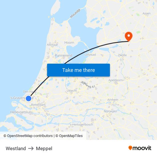 Westland to Meppel map