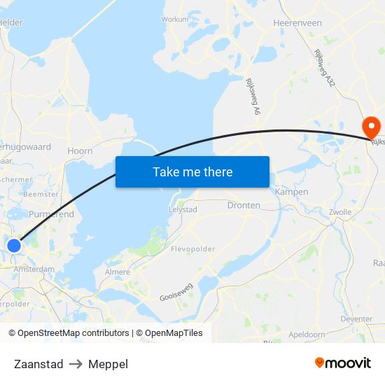 Zaanstad to Meppel map