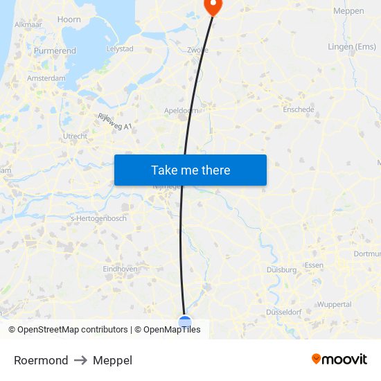 Roermond to Meppel map