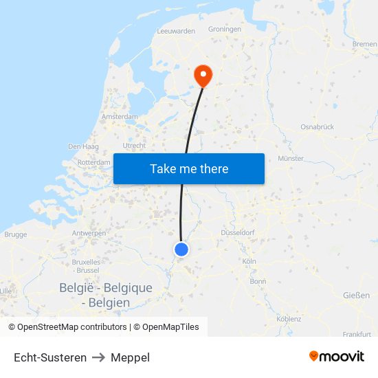 Echt-Susteren to Meppel map