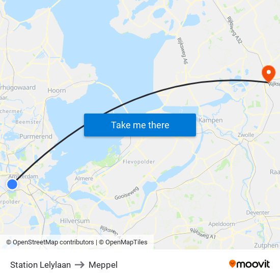 Station Lelylaan to Meppel map