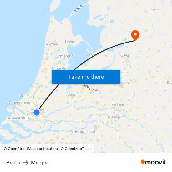 Beurs to Meppel map