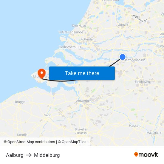 Aalburg to Middelburg map