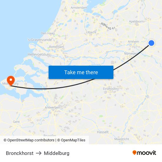 Bronckhorst to Middelburg map