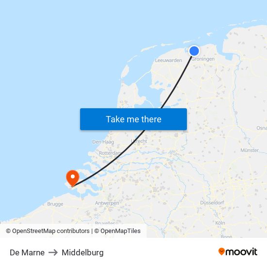 De Marne to Middelburg map