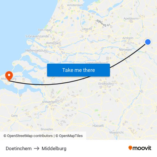 Doetinchem to Middelburg map