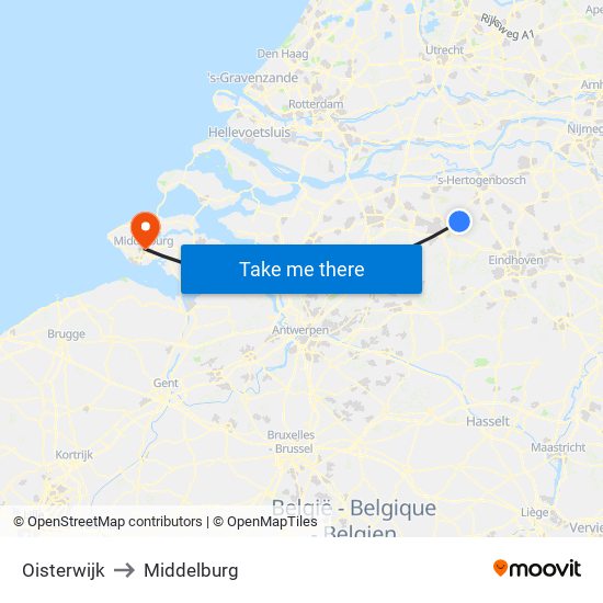 Oisterwijk to Middelburg map