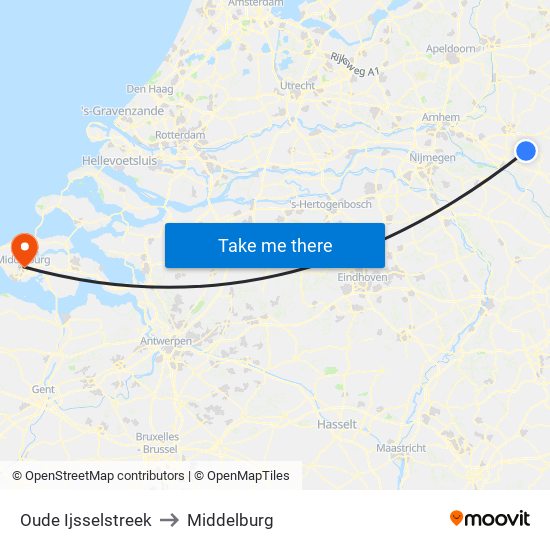 Oude Ijsselstreek to Middelburg map