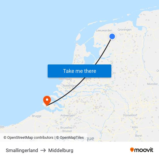 Smallingerland to Middelburg map