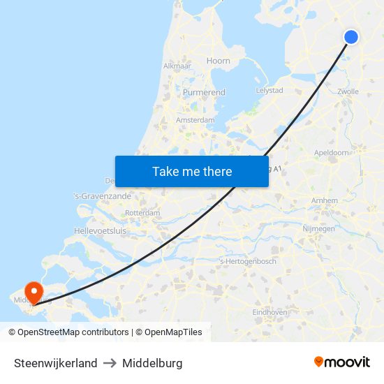 Steenwijkerland to Middelburg map