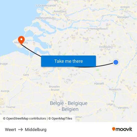 Weert to Middelburg map