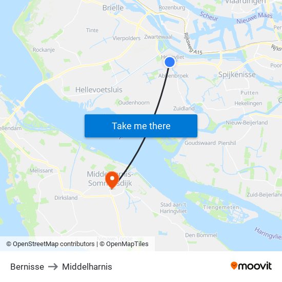 Bernisse to Middelharnis map