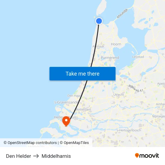 Den Helder to Middelharnis map