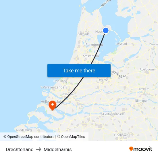 Drechterland to Middelharnis map