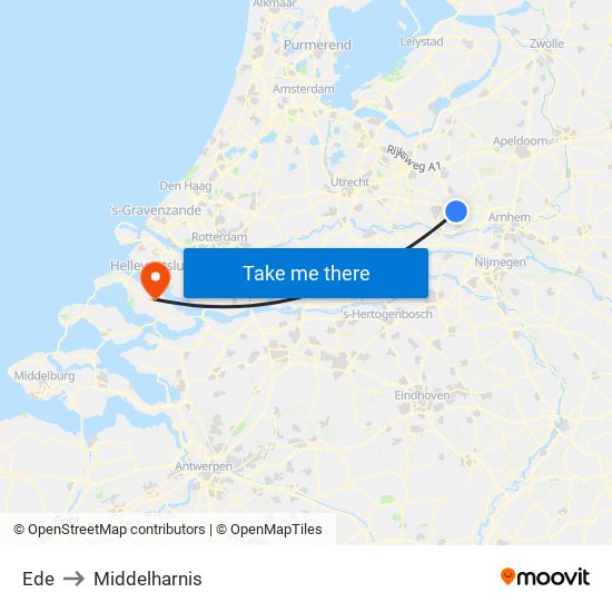 Ede to Middelharnis map