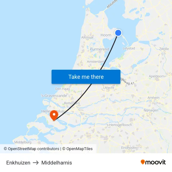 Enkhuizen to Middelharnis map