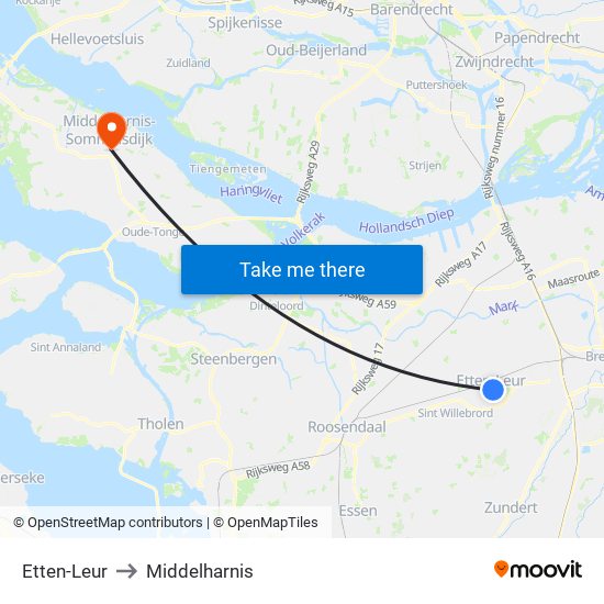 Etten-Leur to Middelharnis map