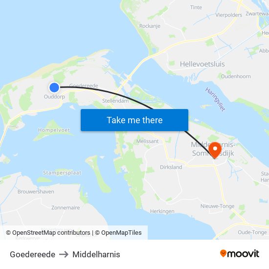 Goedereede to Middelharnis map