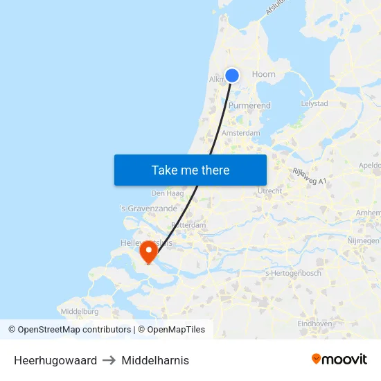 Heerhugowaard to Middelharnis map