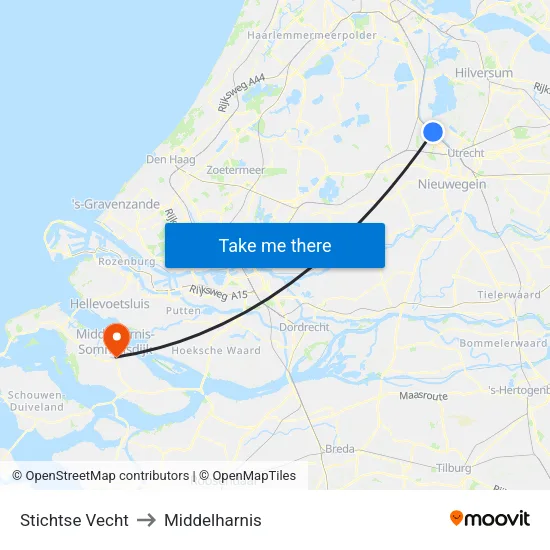 Stichtse Vecht to Middelharnis map