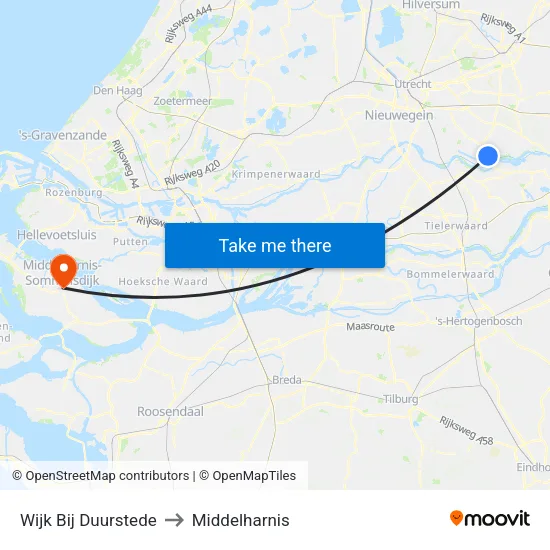 Wijk Bij Duurstede to Middelharnis map
