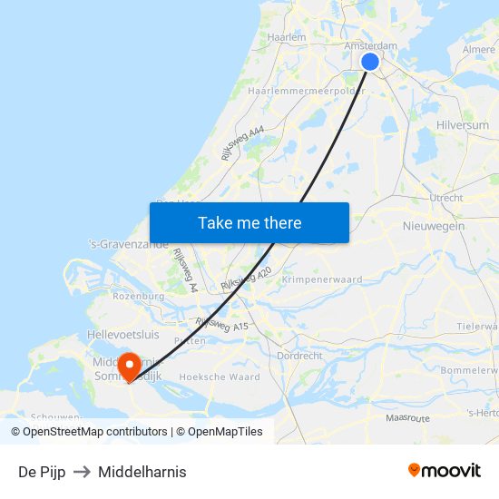 De Pijp to Middelharnis map