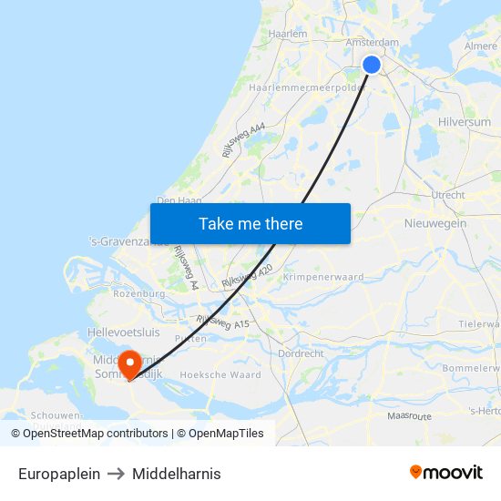 Europaplein to Middelharnis map