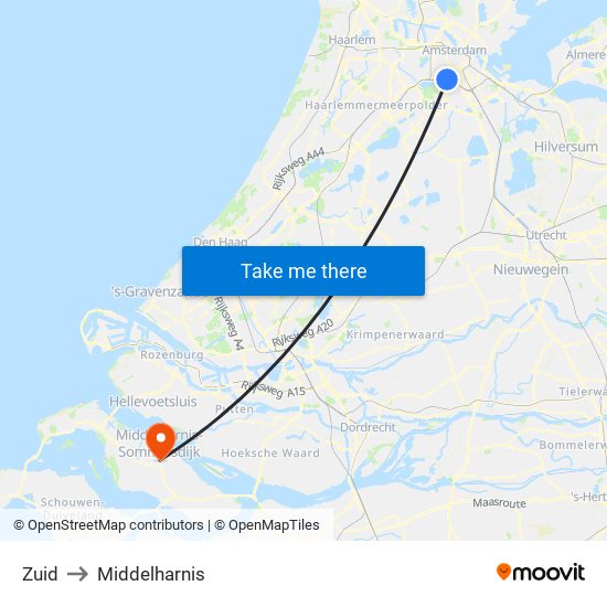 Zuid to Middelharnis map