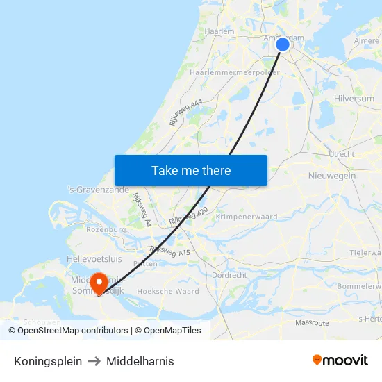 Koningsplein to Middelharnis map